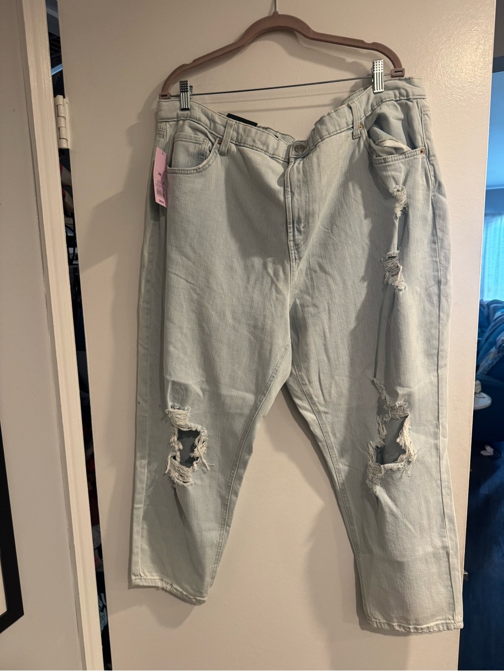 Wild Fable Light Blue High Rise Distressed Mom Jeans 20W Plus Size
